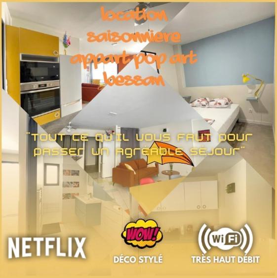 Appart Pop-Art Proche Autoroute, Plages Et Attractions, Wifi - Tv, Deco Stylee, Calme Bessan Екстериор снимка
